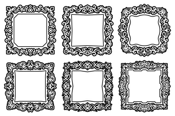Abstract Ornamental Luxury Square Frames: Graphics & Illustrations for Elegance