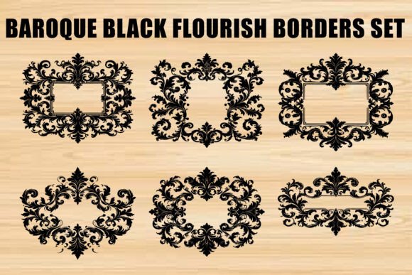 Black Baroque Flourish Frame: Graphics & Illustrations for Luxe Branding