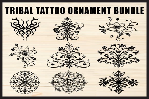 Black Tribal Tattoo Ornament Set: Graphics & Illustrations for Handmade Brands