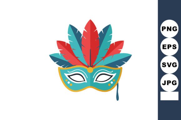 Carnival Mask Graphics: Red & Blue Illustrations