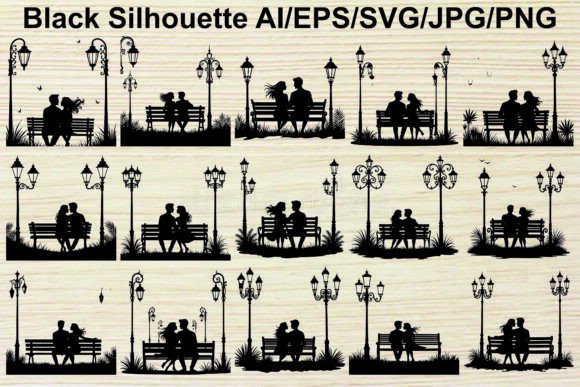 Couple Silhouette Bundle: Graphics & Illustrations for Romantic Digital Products
