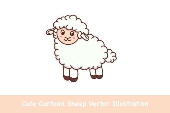 Cute Cartoon Sheep Vector Illustration: Graphics & Illustrations for Crafters