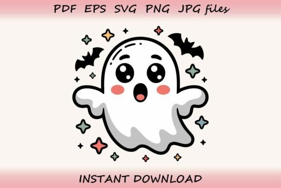 Cute Ghost Clipart – Halloween Graphics & Illustrations