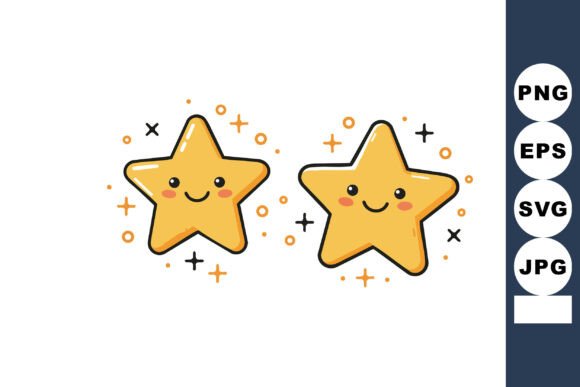 Cute Smiling Cartoon Stars Graphics & Illustrations