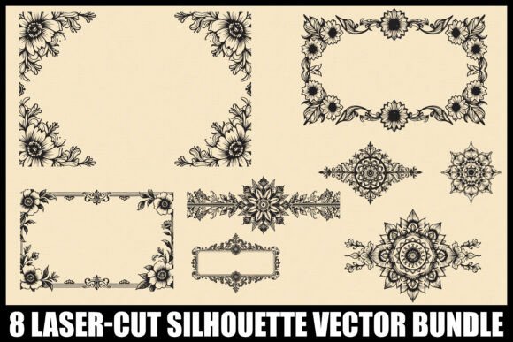 Elegant Laser Cut Ornament Bundle: Graphics & Illustrations