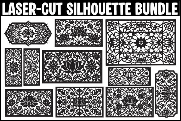 Elegant Laser Cut Ornamental Silhouette: Graphics & Illustrations for Refined Branding