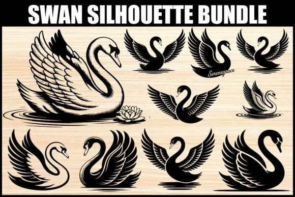Elegant Swan Silhouette SVG Bundle: Graphics & Illustrations for Handmade Creators