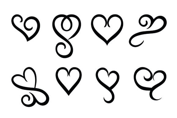 Elegant Swirl Heart Designs: Premium Graphics & Illustrations