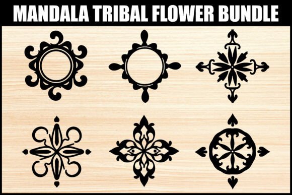 Elegant Tribal Mandala Flower Set: Graphics & Illustrations