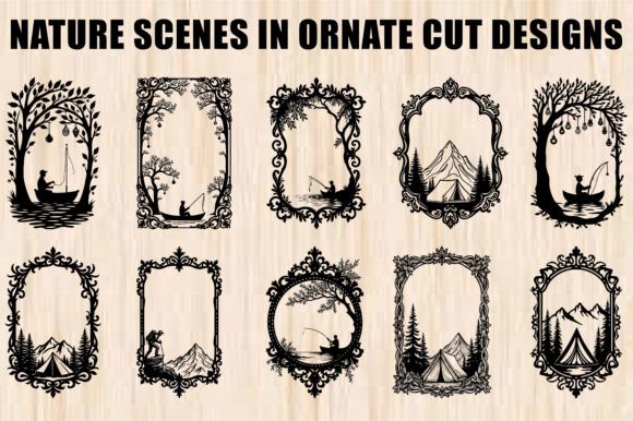 Ornate Nature Scene SVG Cut Designs: Graphics & Illustrations