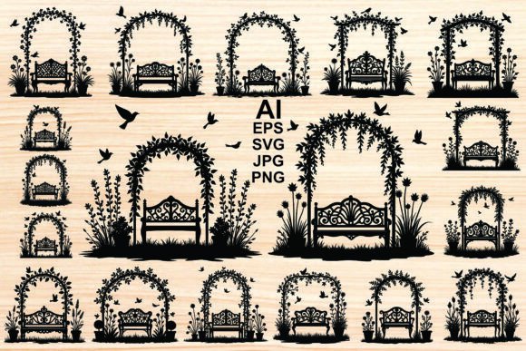 Park Bench Silhouette Art Vectors: Graphics & Illustrations