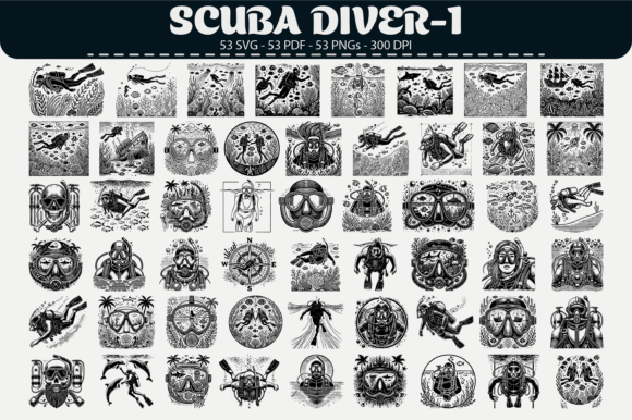 Scuba Diver Vector Clipart – 53 Designs: Graphics & Illustrations