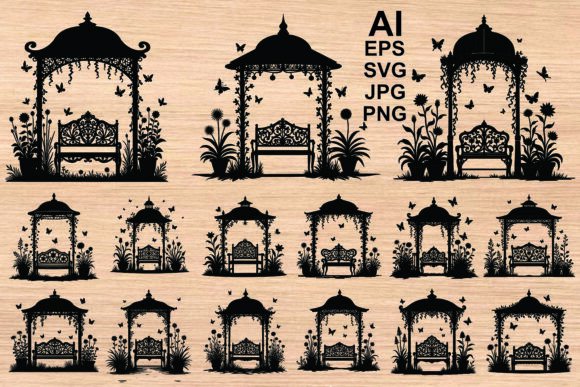 Silhouette Garden Gazebo Bamboo Black