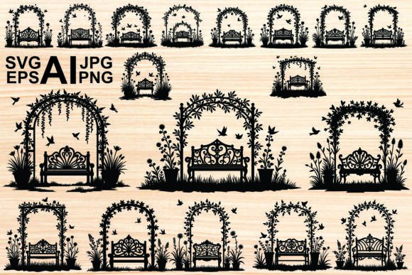 Silhouette Park Bench Vector: Graphics & Illustrations for Editorial Calm