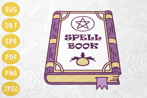 Spell Book Halloween SVG Clipart Design: Graphics & Illustrations