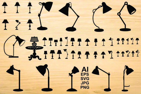 Table Lamp Silhouettes Graphics & Illustrations