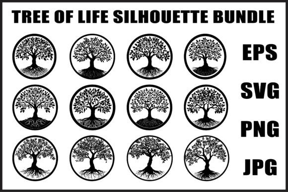 Tree of Life Silhouette Bundle: Graphics & Illustrations for Editorial Impact