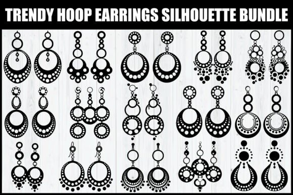 Trendy Hoop Earrings Silhouette Bundle: Graphics & Illustrations