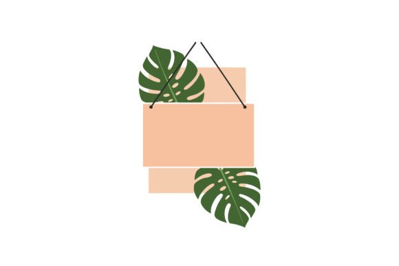 Tropical Monstera Leaves with Hanging Bl