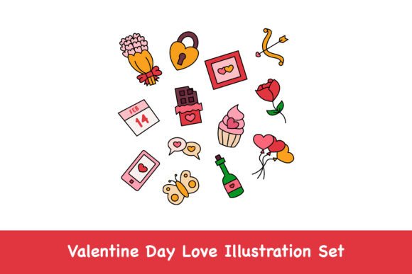 Valentine Day Love Illustration Set: Graphics & Illustrations