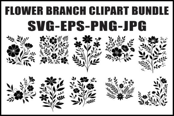Vintage Flower Branch Vector Set: Graphics & Illustrations