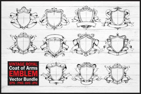 Vintage Royal Coat of Arms Emblem Vector: Graphics & Illustrations