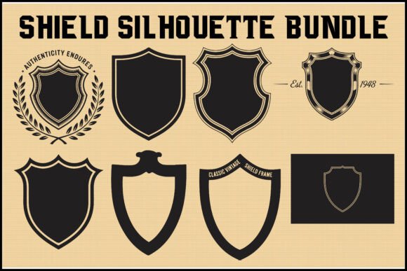 Vintage Shield Silhouette Bundle: Graphics & Illustrations