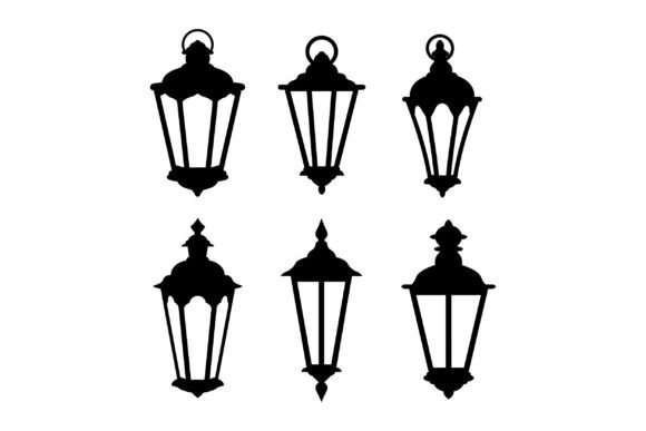 Vintage Street Lantern Silhouettes Vecto: Graphics & Illustrations