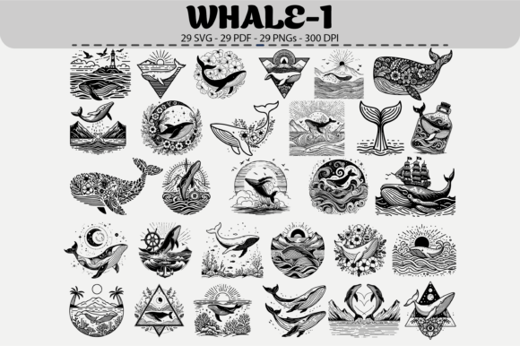 Whale Clipart Pack – 29 Designs: Graphics & Illustrations